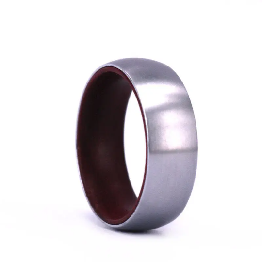 Purple Heart Wood Gun Metal Grey Titanium Wedding Band 8MM