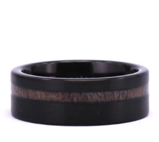 Black Tungsten Antler Men's Wedding Band 8MM