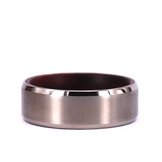 Purple Heart Wood Titanium Wedding Band 8MM