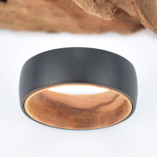 Olive Wood Tungsten Men's Wedding Band 8MM