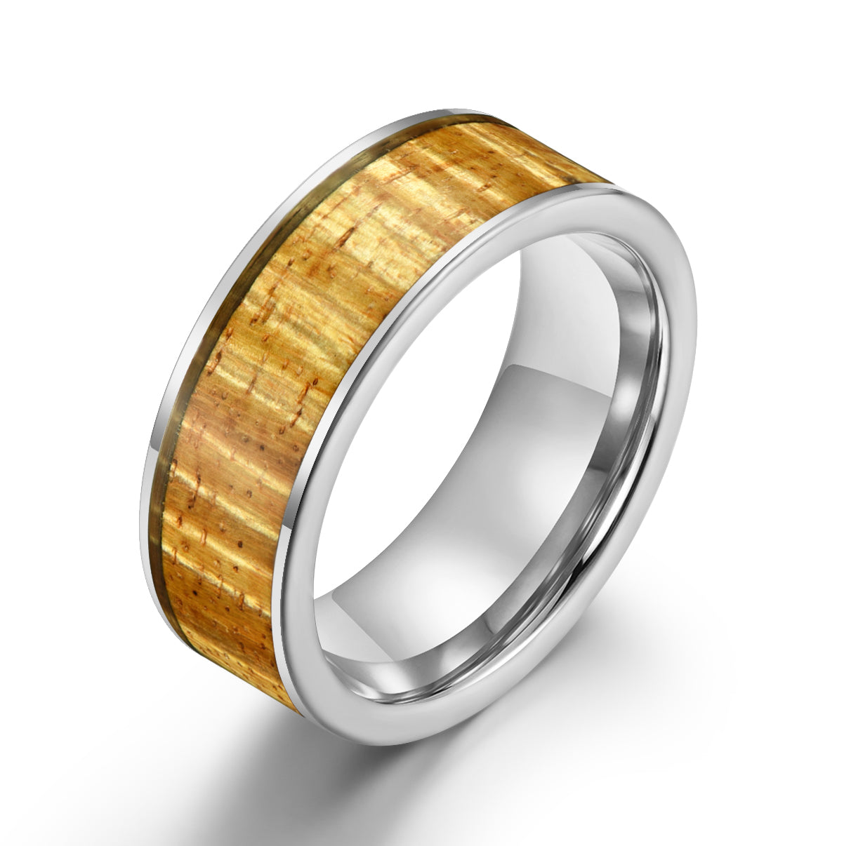 Hawaiian Koa Wood Tungsten Mens Wedding Ring 8MM - PRISTINE RINGS