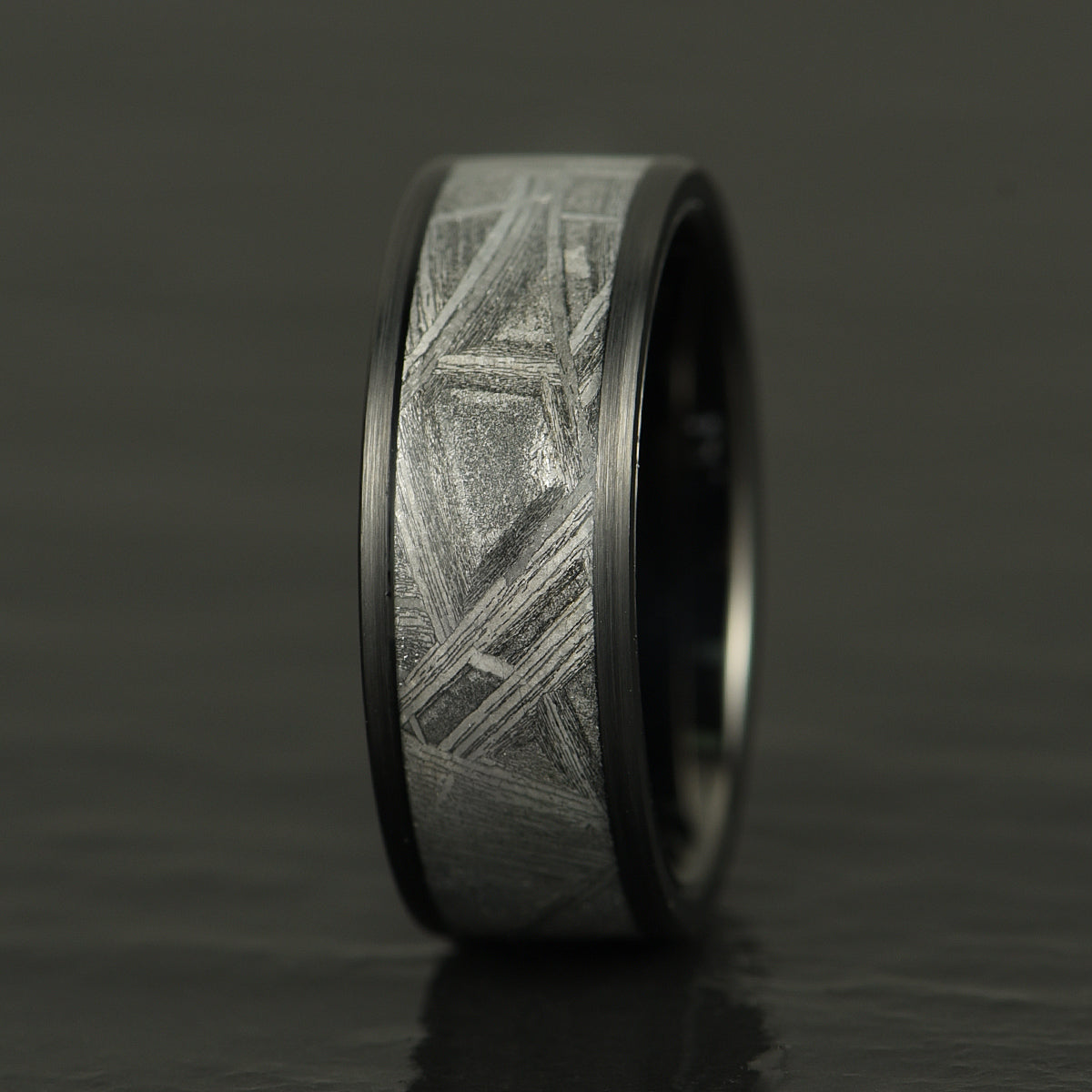 "Galactic Resilience"-Meteorite Black Tungsten Mens Wedding Ring 8MM