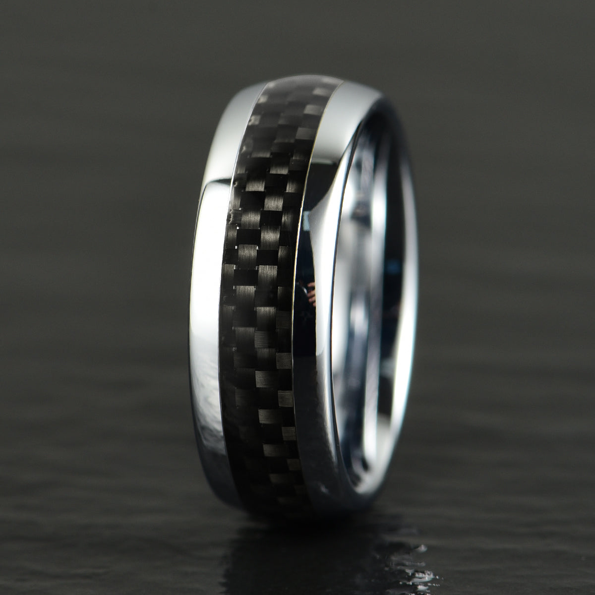 Tungsten Carbon Fiber Men's Wedding Band 8MM - PRISTINE RINGS