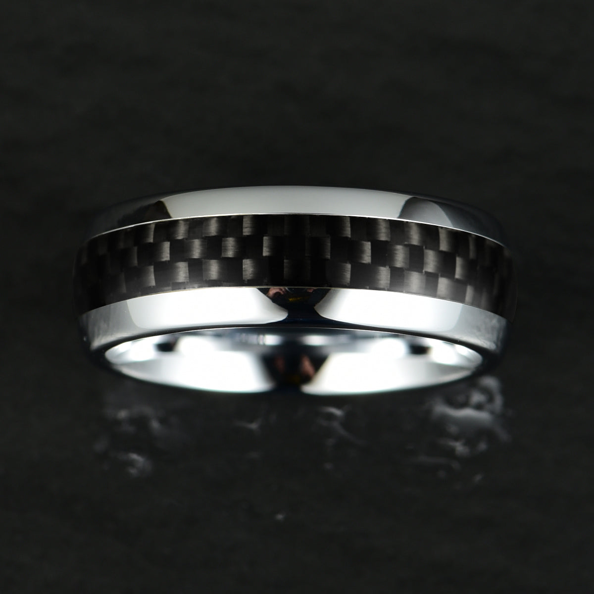 Tungsten Carbon Fiber Men's Wedding Band 8MM