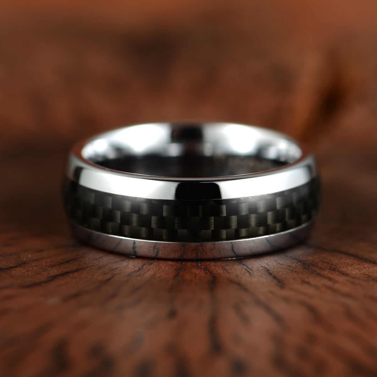 Tungsten Carbon Fiber Men's Wedding Band 8MM