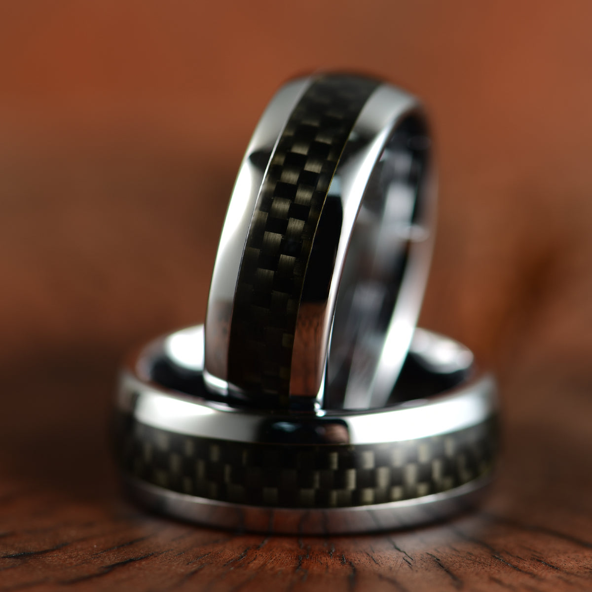 Tungsten Carbon Fiber Men's Wedding Band 8MM