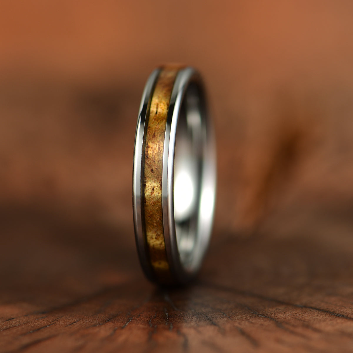 Hawaiian Koa Wood Tungsten Couples Wedding Ring Set