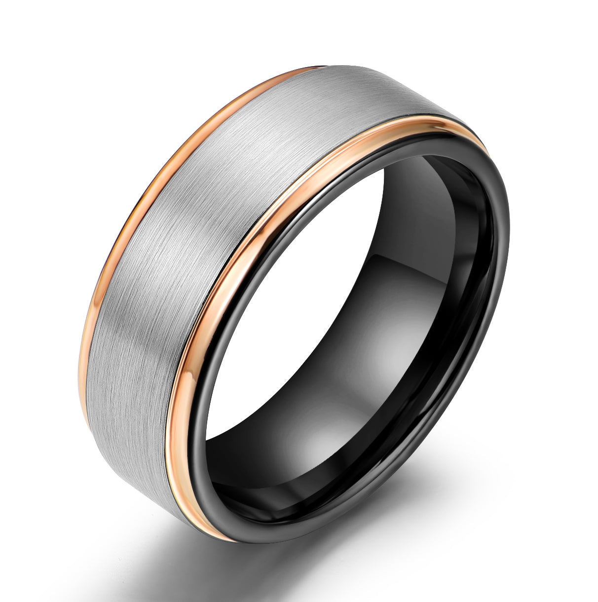Two Tone Tungsten Men's Wedding Band 8MM - PRISTINE RINGS