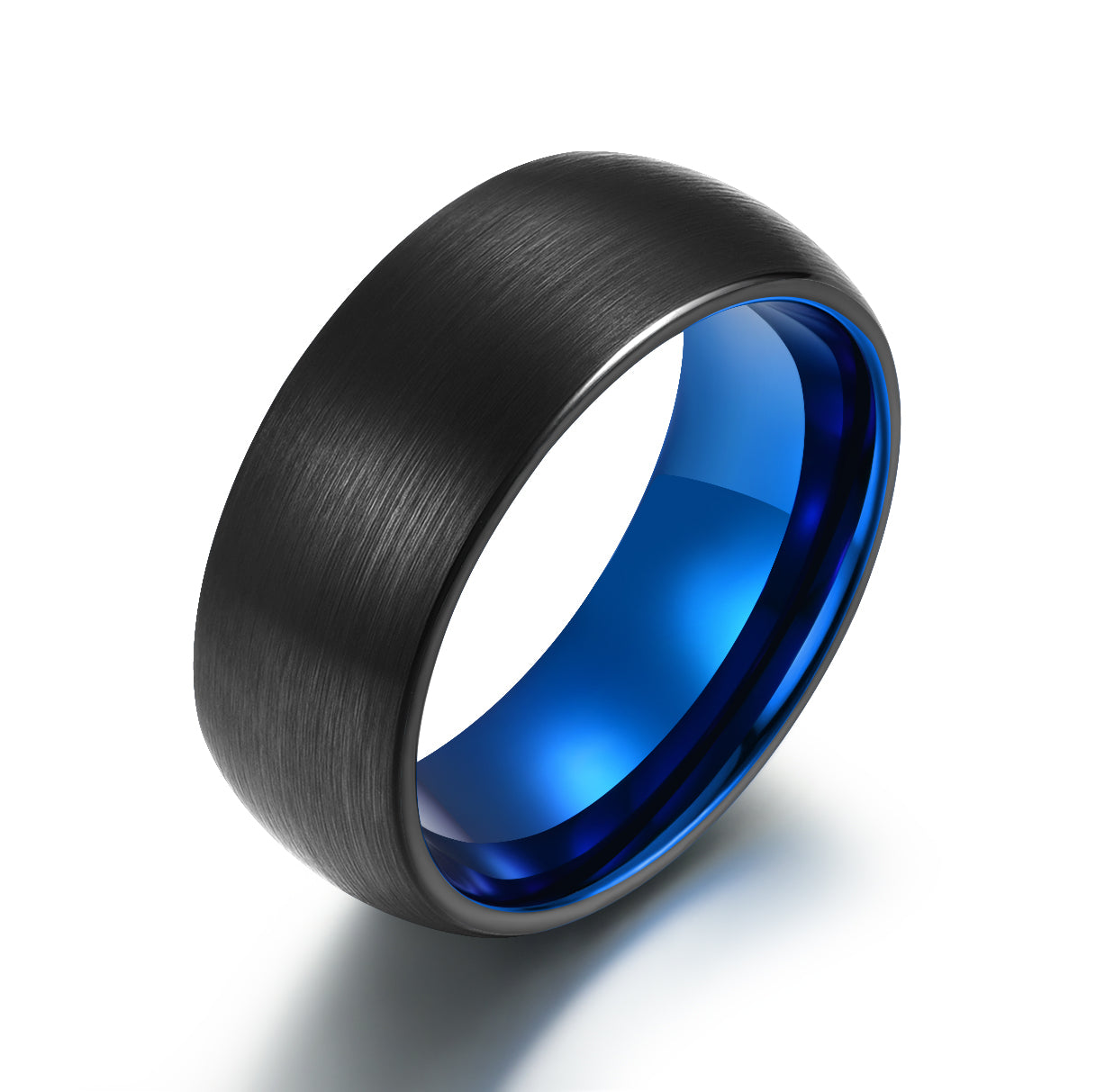 Black Tungsten Blue Inlay Pristine Passion Men's Wedding Band 8MM - PRISTINE RINGS