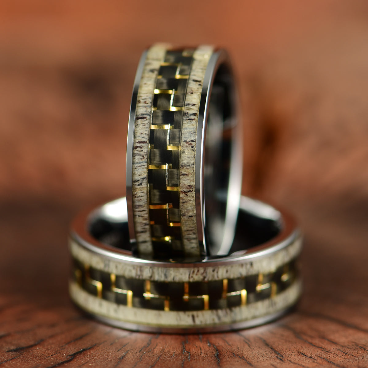 Tungsten Golden Inlay Men's Wedding Band 8MM - PRISTINE RINGS