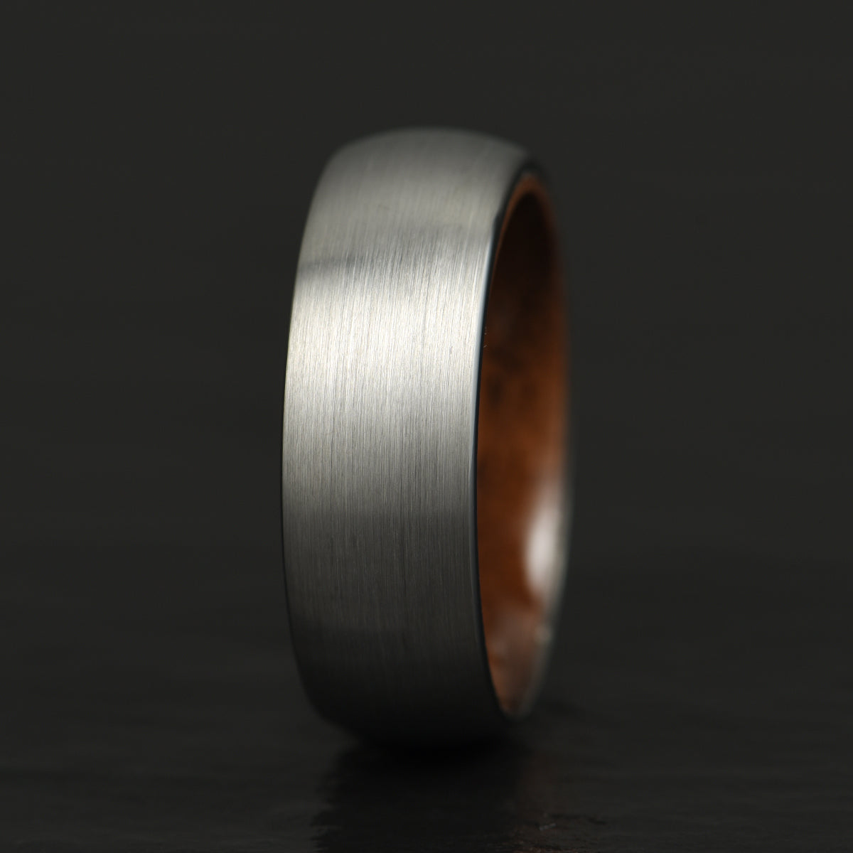 Matte Grey Titanium Walnut Wood Men's Wedding Band 8MM