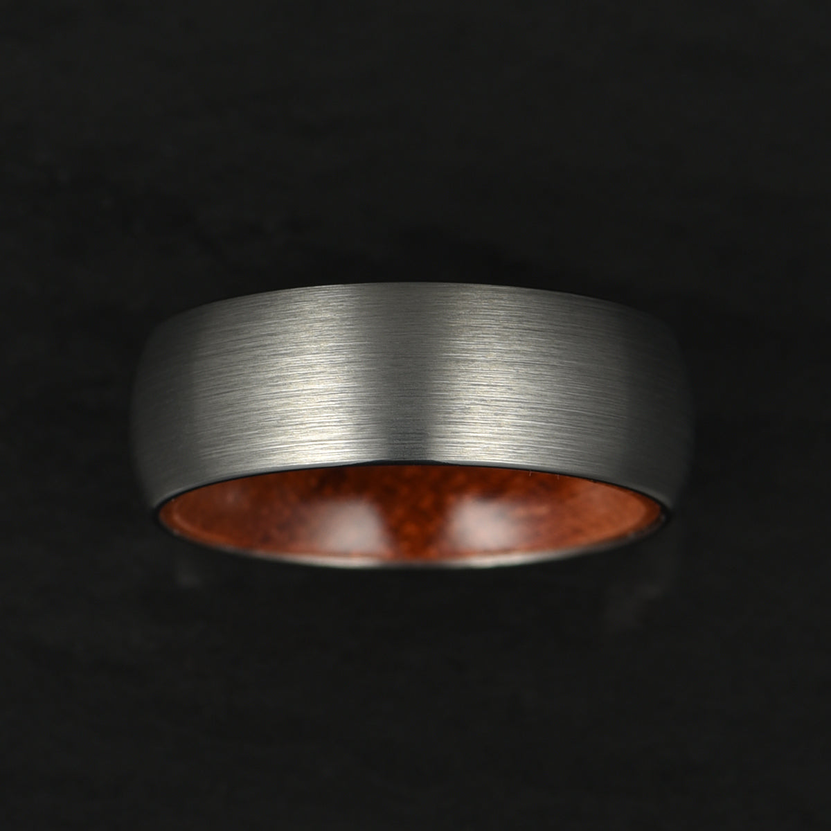 Matte Grey Rounded Titanium Rose Wood Men's Wedding Band 8MM